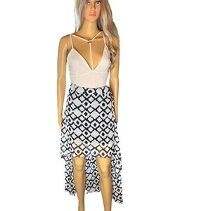 ICY High Low Black and White Printed Sheer XL Skirt
